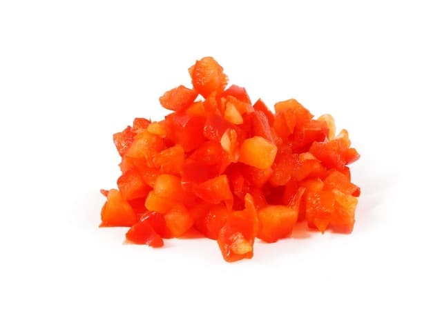 Paprika rood brunoise 10 mm zak a 1kg