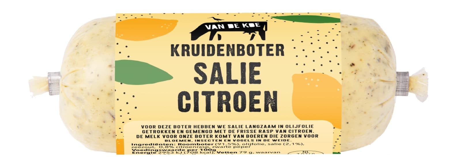 Boter rol salie/citroen 500g - Van de Koe, Huizen